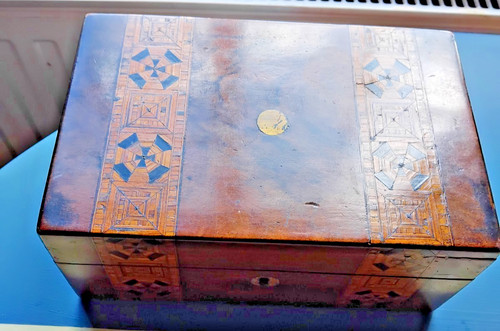Marquetry sewing box - box, ?vintage