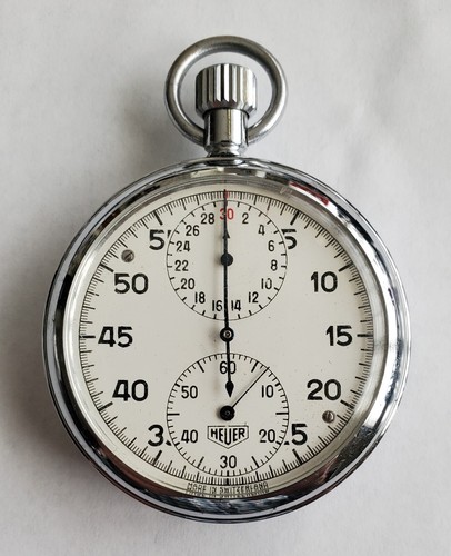 Chrome plated heuer stopwatch - chrome,