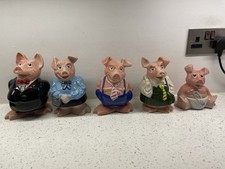 Natwest Pigs (Full Set OF 5) Piggy Banks Money Boxes 1980s With Stoppers