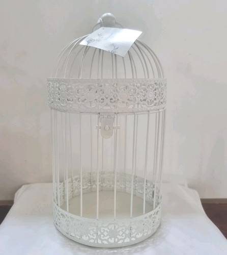 White metal birdcage lantern - white,