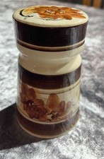 Vintage Guernsey Pottery Flour Shaker Brown Floral - 1970s