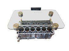 V12 Engine Block Coffee Table - Top Gear - chrome and gold