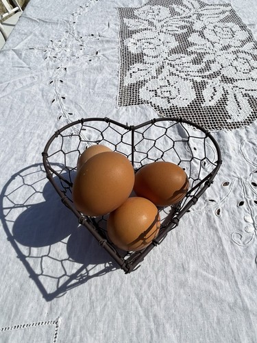 Vintage wire egg - egg, basket