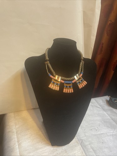 Statement gold tone coral - coral, blue