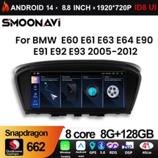 Built in CarPlay Android 14 128GB 8 Core WIFI Car Stereo For BMW E60 E61 E90 E91
