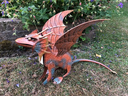 Metal dragon garden ornament - metal,