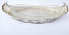 Oval Butter Dish Silver Plated Holder EPNS With Pressed Glass Starburst Liner