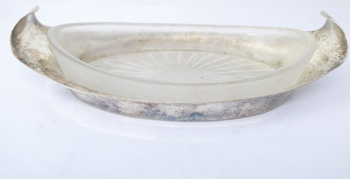 Oval butter dish silver plated - silver,