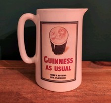 *Chipped* Guinness Stout 'Guinness As Usual' Ceramic Water Jug Breweriana Pub