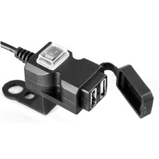  Dual USB 12V Motorcycle Phone Handlebar Power Charger Outlet Socket Waterproof 