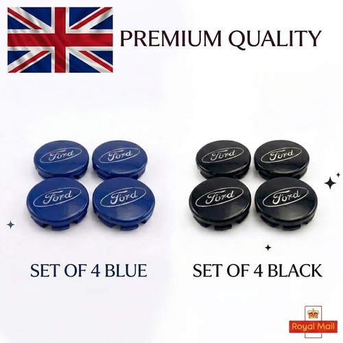 Black blue ford centre caps - black-blue,