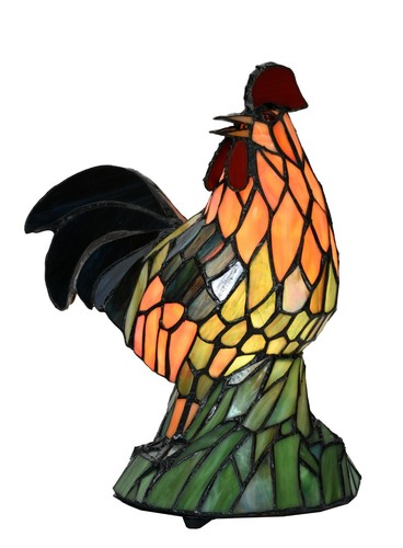 Tiffany rooster table - rooster,