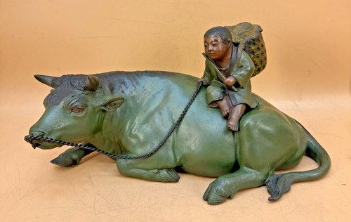 Japanese taisho bronze okimono - taisho,