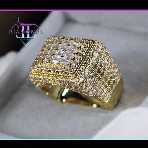 Mens gold iced out ring - out, |