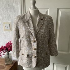 Women’s Luisa Spagnoli Size 42 Jacket Heart Print Stone & White Swing 60s Style