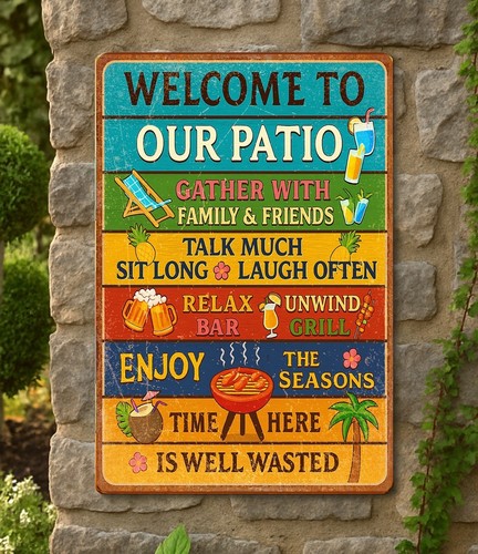 Rustic metal patio sign - metal, –