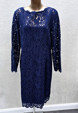 Gina Bacconi Navy Crochet Lace