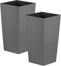 Set of 2 Tall Grey Rattan