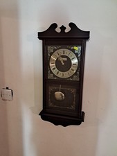 Carpenters Wooden Pendulum Electronic Chime Wall Glass Front Clock, Working 