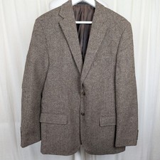 M&S Man Moon Tweed 100% Wool Blazer Jacket Size 42 Reg Brown Natural