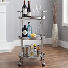 Silver 3-Tier Drinks Trolley