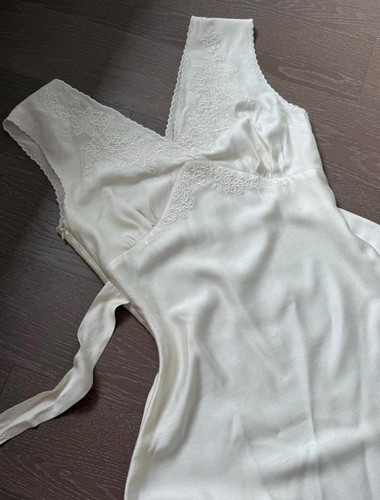 Vintage ivory satin slip dress - vintage,