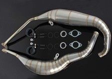 TYGA Aprilia RS250 stainless steel race pipes with aluminium cans side by style