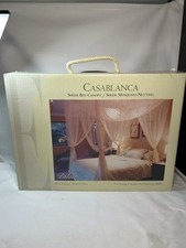 FANTASY 4-Poster Panel Sheer Mosquito Bed Canopy Adjusts  King Romantic Poly nib