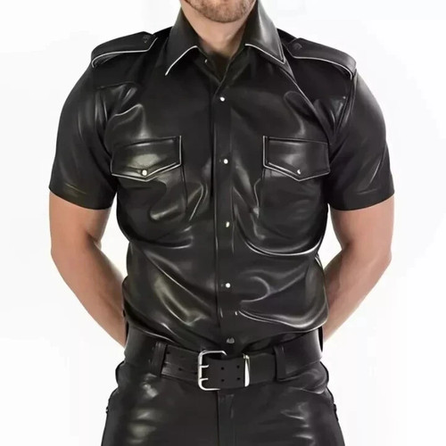 Men real leather black - real,