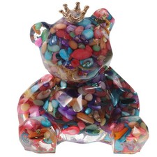 Colorful Crystal Animal Ornament Natural Crystal Bear Decoration Collectible