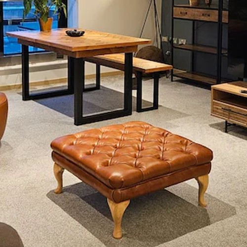 Leather chesterfield footstool - chesterfield,