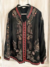 Monsoon Green Velvet Embroidered Jacket - Stunning, Elegant, Size 22