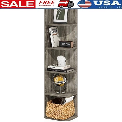 Wooden corner bookshelf open - wooden,