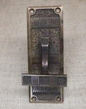 Old Mechanical Doorbell Pull Lever Brass Vintage 1870's Victorian FLOWER Field