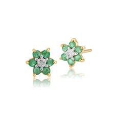Floral Round Emerald & Diamond
