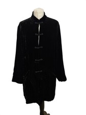 Poetry Size 12 Black Velvet High Mandarin Collar  Jacket Coat Silk Blend VGC