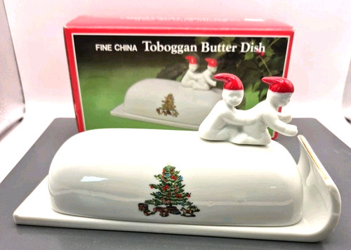 Vintage toboggan butter dish - toboggan,