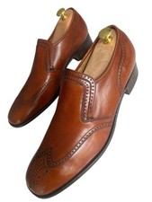 Mens Barker Russell & Bromley Dress Shoe Brogue Wingtip Slip On Leather UK 9.5 E