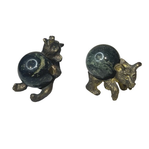 Pair brass bear figurines - bear,