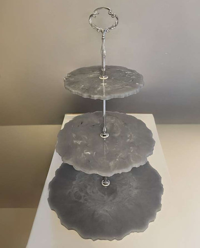 Tier round grey resin cake - 3,