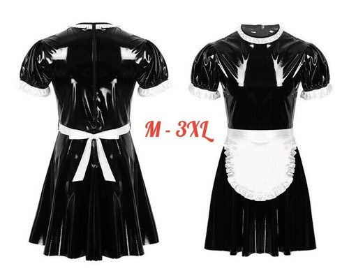 Latex french maid costume - latex, wet