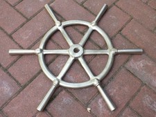 SUPERB HEAVY  VINTAGE SOLID BRASS / BRONZE SHIPS WHEEL YACHT WHEEL 19" DIAMETER