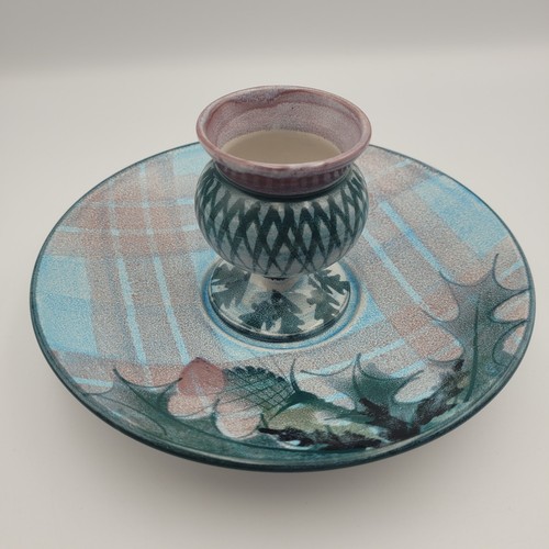 Tain pottery egg cup - egg, saucer