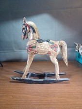 Antique Hand Carved Wooden Rocking Horse, Hand Painted Great Patina 
