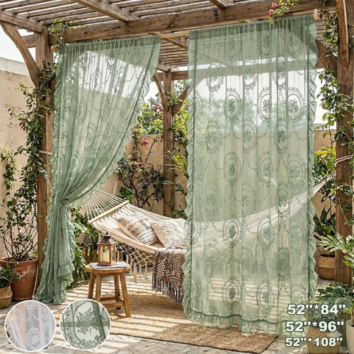 Lace floral sheer curtain - curtain, 2