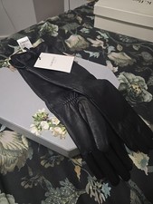 L K Bennett Black Leather Long Gloves Sz S/M