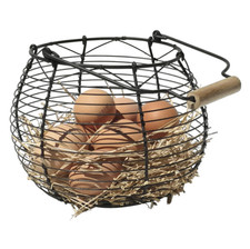 Wire Egg Basket, Stylish Kitchen Egg Storage, Basket with Handle, Round Wire