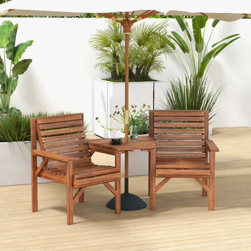 Wooden garden loveseat 2seater - wooden,