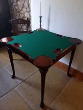 Georgian mahogany card table folding top outset corners green Baize Cabriole Leg