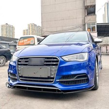 Fits Audi A3 S line S3 8V 2013-2016 Gloss Black Front Spoiler Lip Front Splitter